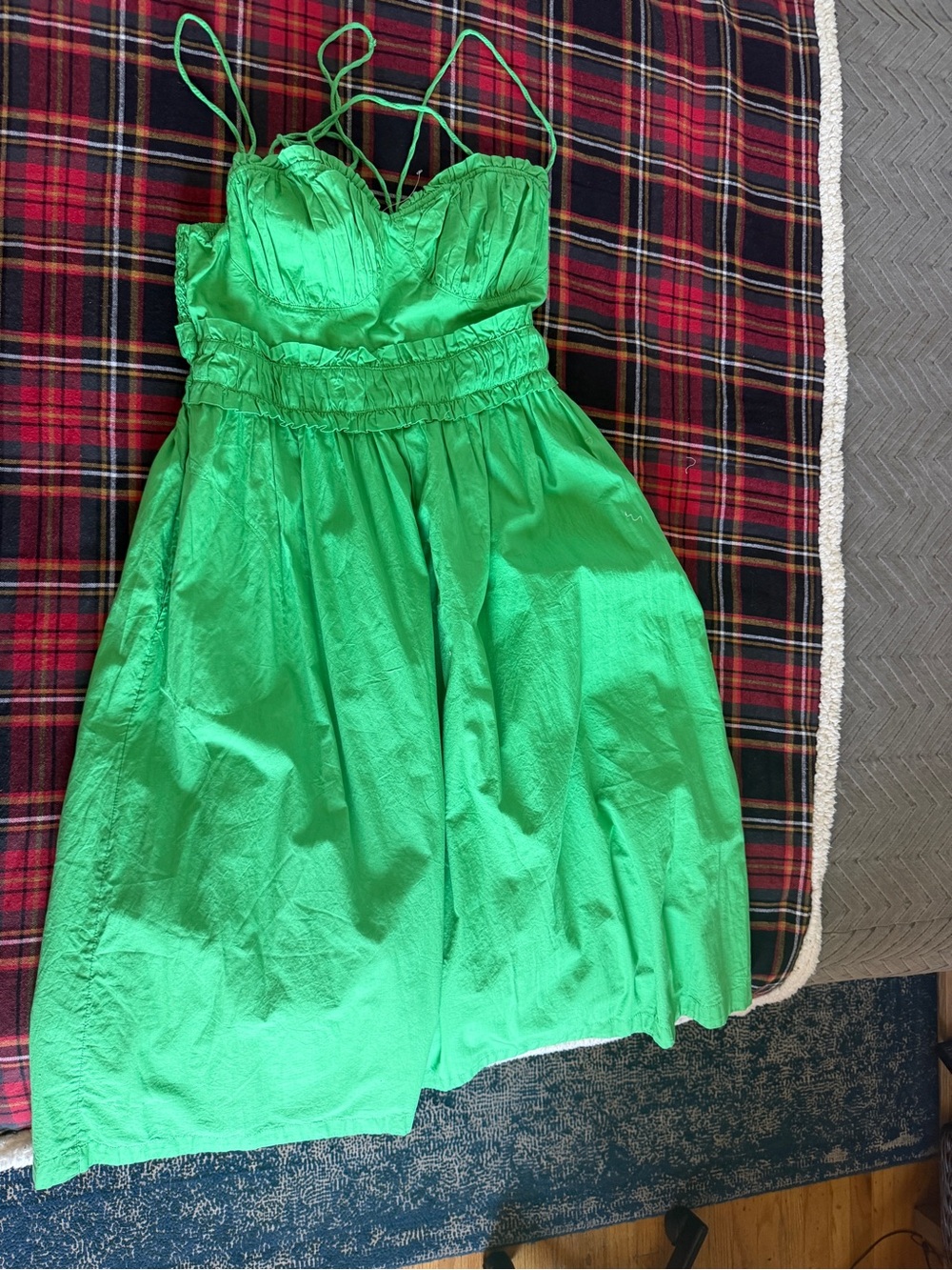 Green Anthropologie midi sundress with elastic back, size M
